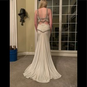 Jovani white stoned prom dress